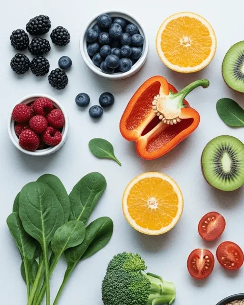 Frutas y verduras de distintos colores y texturas, cada una por separado